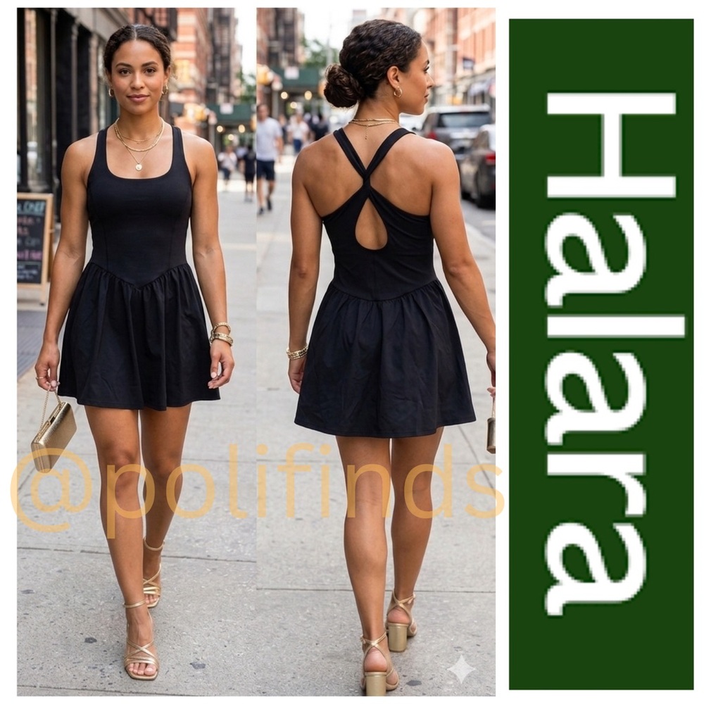 HALARA Black Sleeveless with Shorts Twisted Strap Women’s Size Small Mini Dress